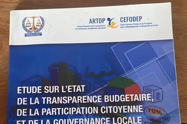 La disponibilité d'une étude sur la transparence budgétaire, la participation citoyenne et la gouvernance locale dans la Région de l'Est Cameroun